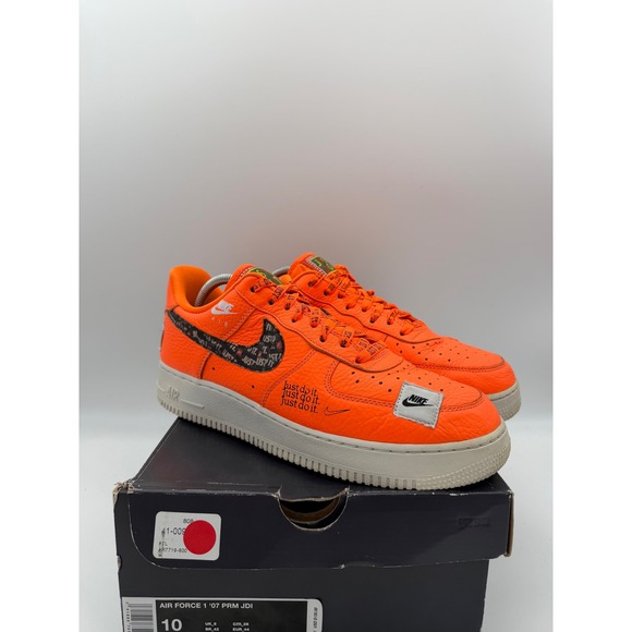 Men's Size 10 - Nike Air Force 1 '07 PRM Low Just Do It orange with box